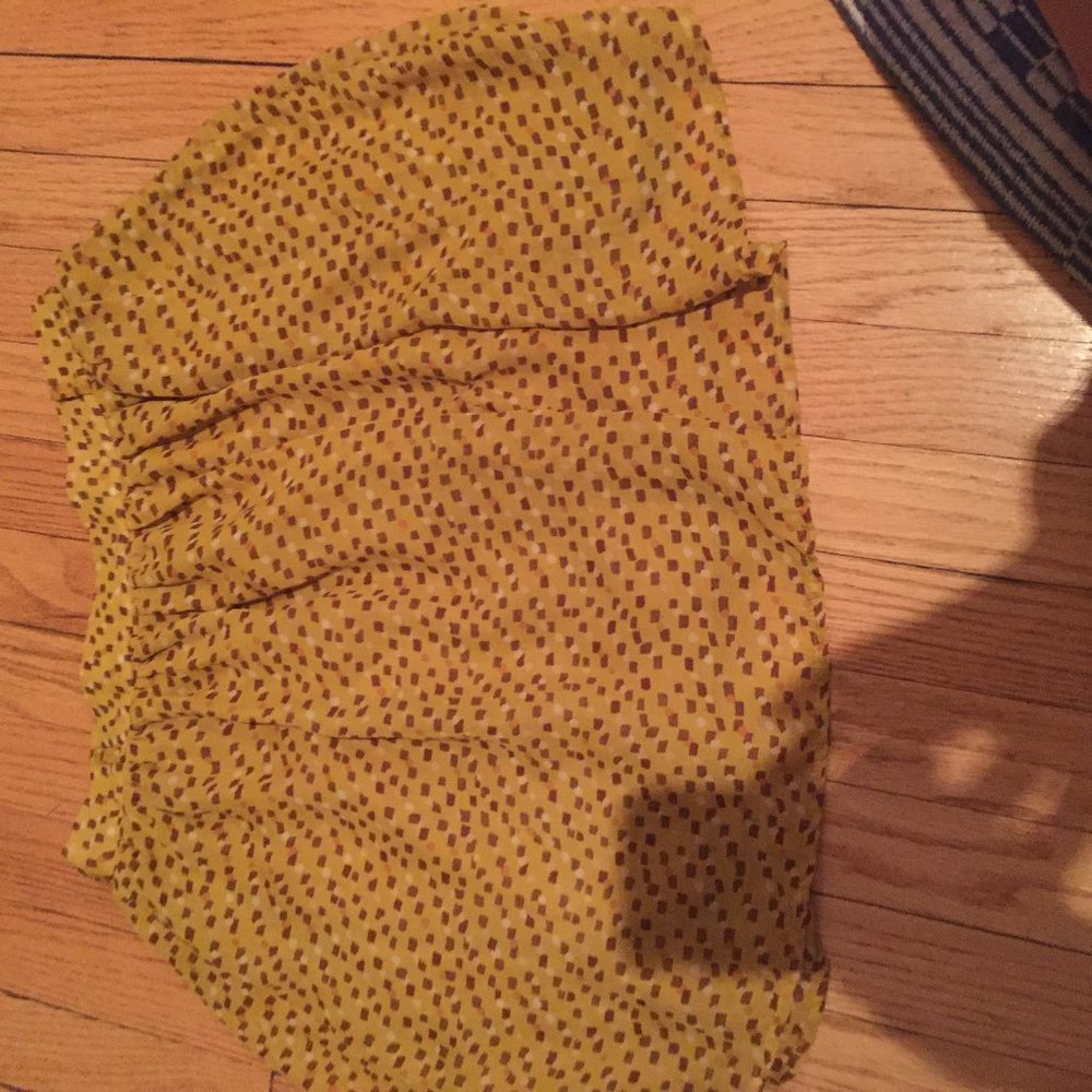 Yellow Patterned Flowy Mini Skirt